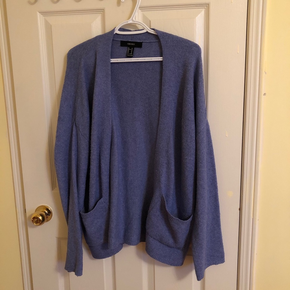 Forever 21 Medium Long Light Blue Cardigan
